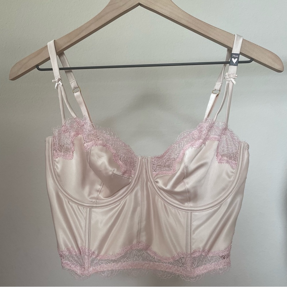 Victoria Secret Dream Angels Unlined Long Line Balconette Bra Bustier Pi…